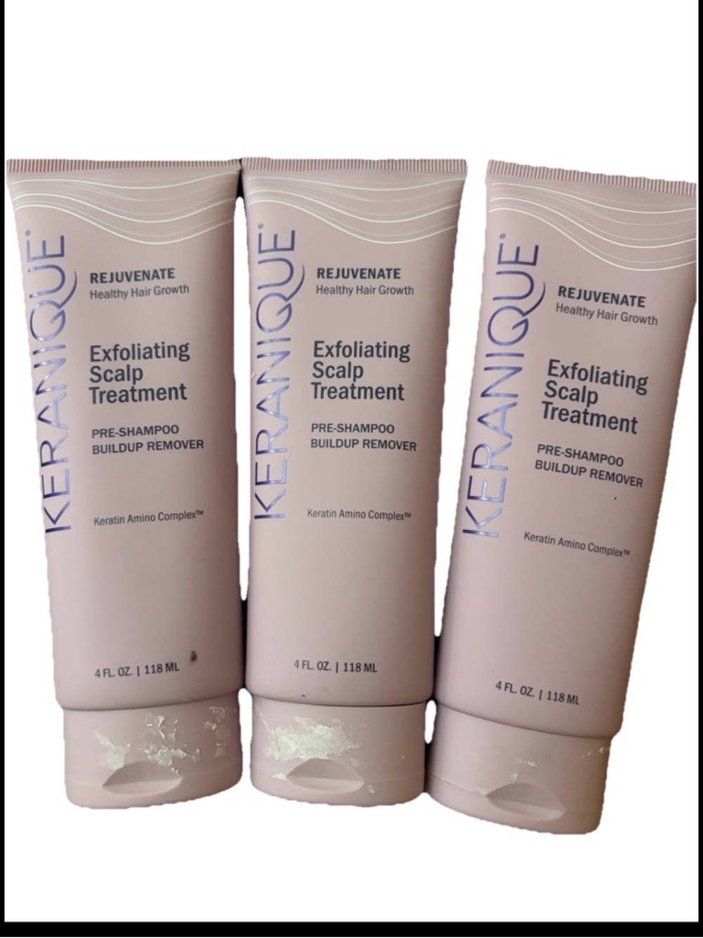 (3) Keranique Exfoliating Scalp Treatment Pre-Shampoo Buildup Remover 4oz Each